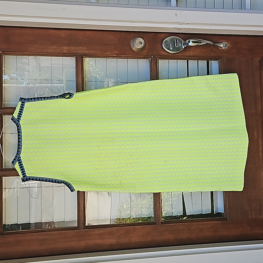 J. Crew Neon yellow Geometric Pattern Shift Dress - Picture 6 of 7